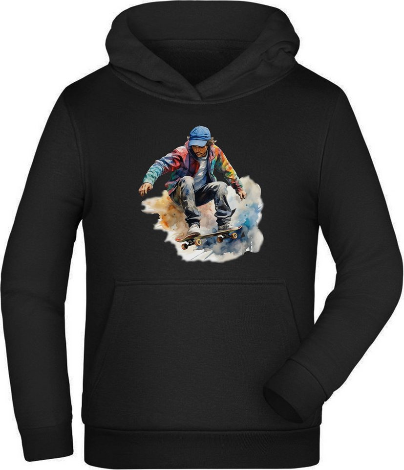 MyDesign24 Hoodie Kinder Kapuzensweater - Springender Skater in Ölfarbenoptik Kapuzenpulli mit Aufdruck i553 MyDesign24 Hoodie Kinder Kapuzensweater - Springender Skater in Ölfarbenoptik Kapuzenpulli mit Aufdruck i553 von MyDesign24