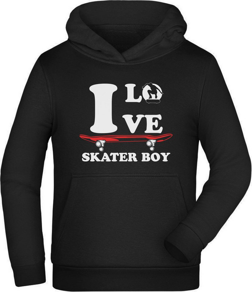 MyDesign24 Kapuzensweatshirt Kinder Skater Hoodie - I Love Skater Boy Kapuzenpulli mit Aufdruck, i520 von MyDesign24