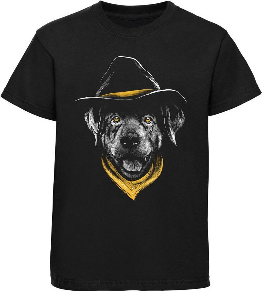 MyDesign24 Print-Shirt Kinder Hunde T-Shirt bedruckt - Cowboy Hundekopf Baumwollshirt mit Aufdruck, i232 von MyDesign24