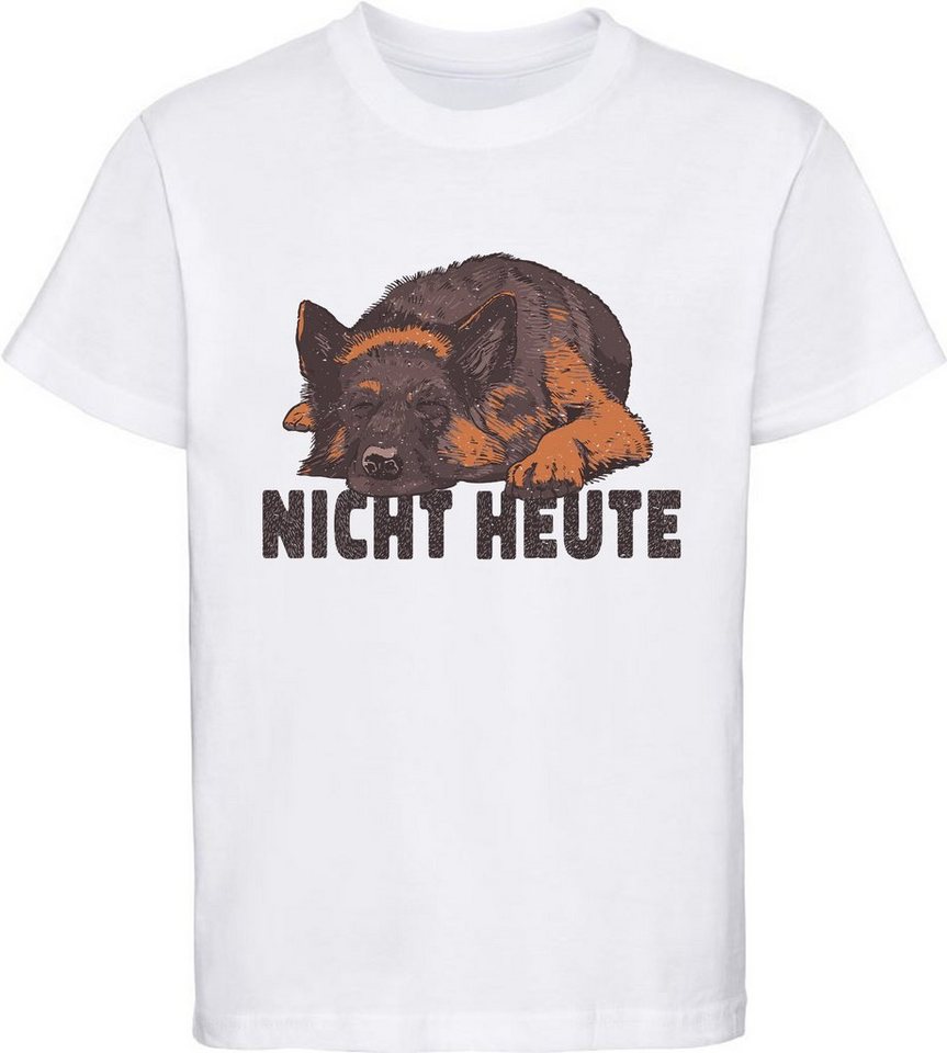 MyDesign24 Print-Shirt Kinder Hunde T-Shirt bedruckt - Schlafender Schäferhund Baumwollshirt mit Aufdruck, i233 von MyDesign24