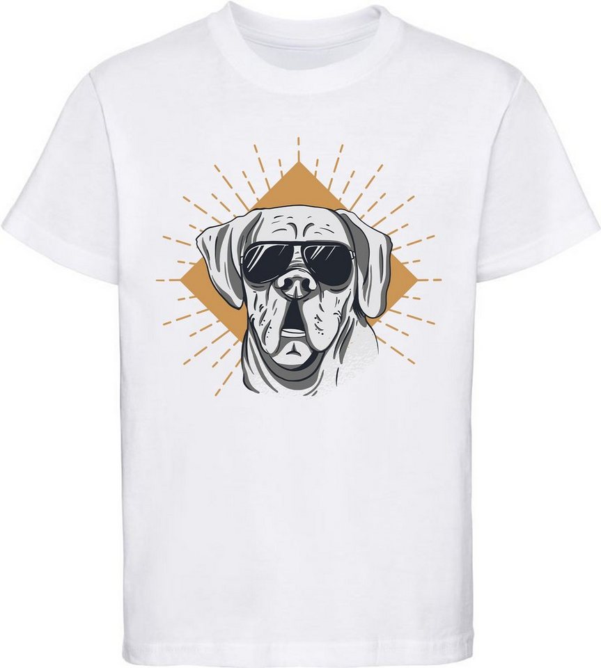 MyDesign24 Print-Shirt bedrucktes Kinder Hunde T-Shirt - Cooler Hund mit Sonnenbrille Baumwollshirt mit Aufdruck i224 von MyDesign24