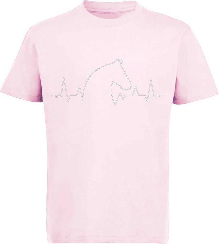 MyDesign24 Print-Shirt bedrucktes Kinder T-Shirt Herzschlaglinie mit Pferdekopf Baumwollshirt mit Aufdruck, i154 von MyDesign24