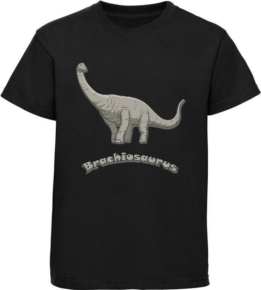 MyDesign24 Print-Shirt bedrucktes Kinder T-Shirt mit Brachiosaurus Baumwollshirt mit Dino, schwarz, weiß, rot, blau, i66 von MyDesign24