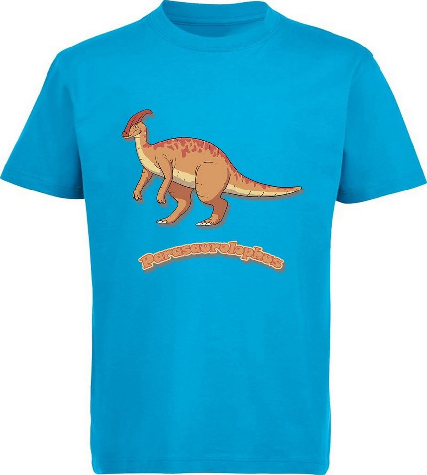 MyDesign24 Print-Shirt bedrucktes Kinder T-Shirt mit Parasaurolophus 100% Baumwolle mit Dino Aufdruck, schwarz, weiß, rot, blau, i65 von MyDesign24