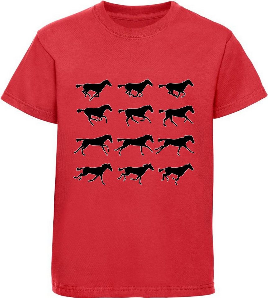 MyDesign24 Print-Shirt bedrucktes Mädchen T-Shirt - Silhouetten von Pferden Baumwollshirt mit Aufdruck, i173 von MyDesign24