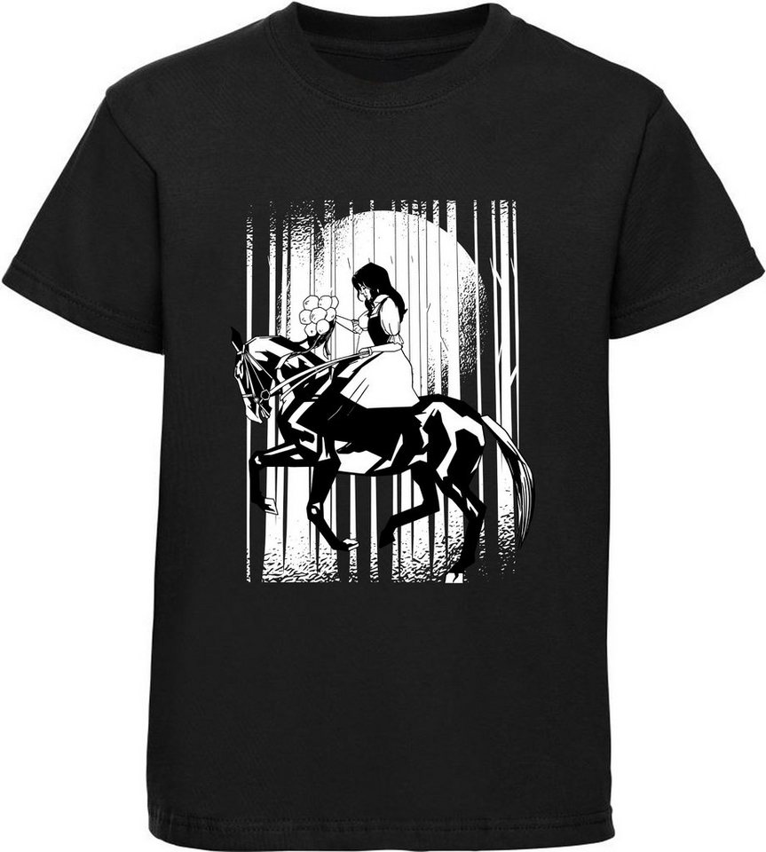 MyDesign24 Print-Shirt bedrucktes Mädchen T-Shirt berittenes Pferd Baumwollshirt mit Aufdruck, i138 von MyDesign24