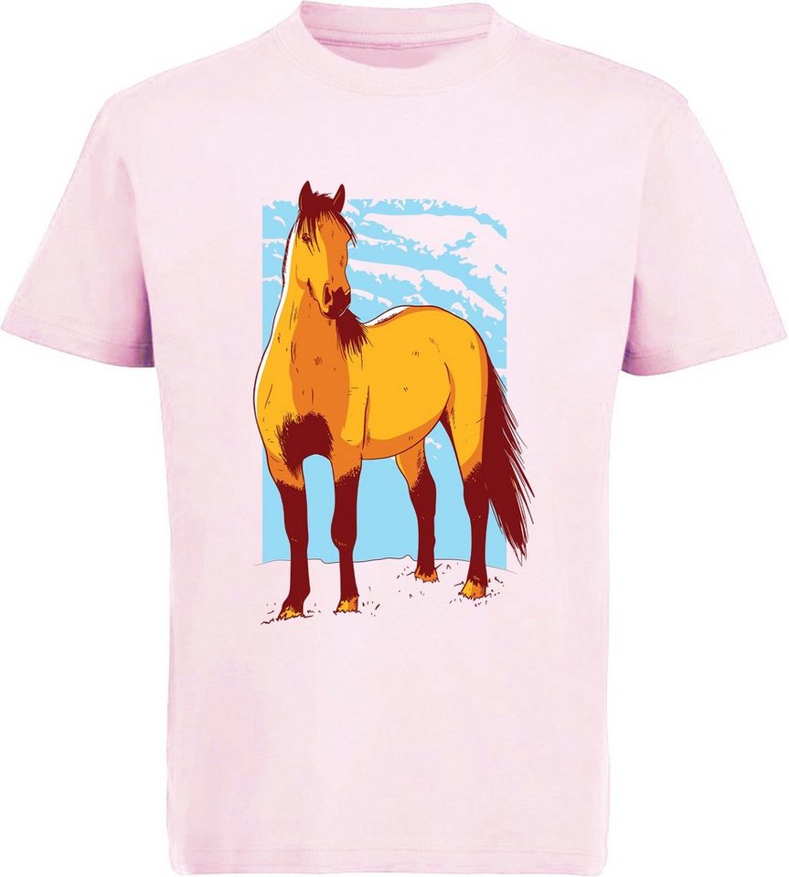 MyDesign24 Print-Shirt bedrucktes Mädchen T-Shirt elegantes Pferd Baumwollshirt mit Aufdruck, i155 von MyDesign24