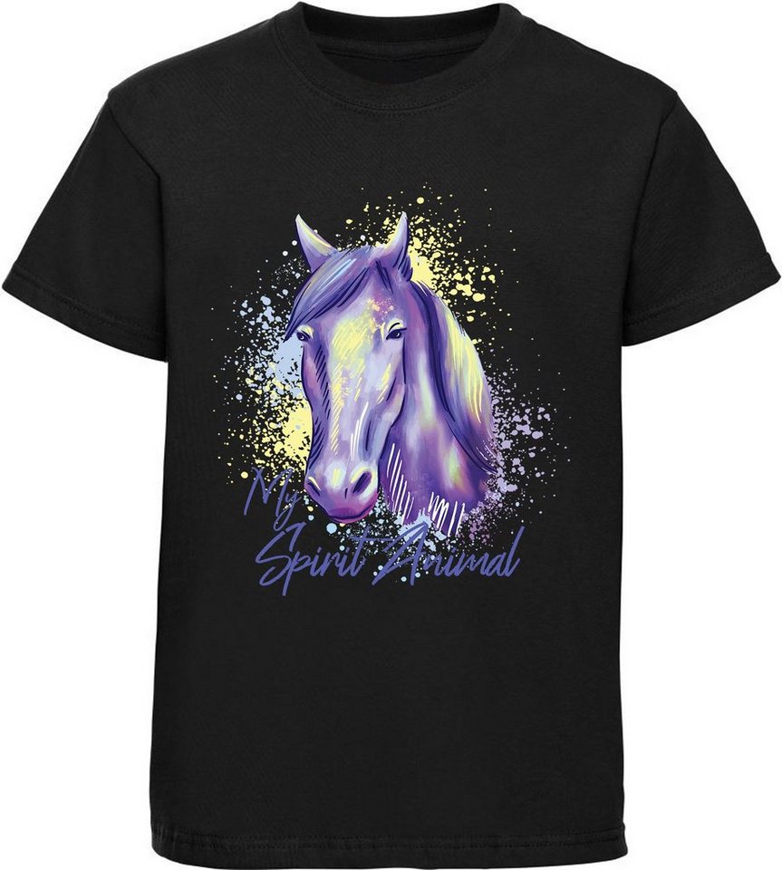 MyDesign24 Print-Shirt bedrucktes Mädchen T-Shirt gemalter Pferdekopf Baumwollshirt mit Aufdruck, i158 von MyDesign24
