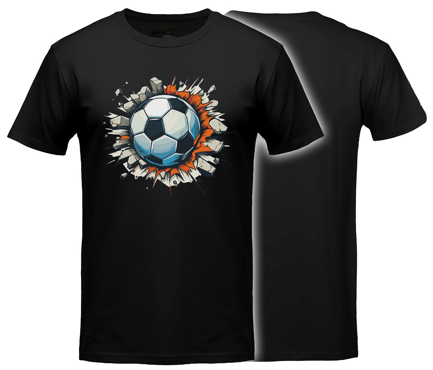 MyDesign24 T-Shirt Fussball print shirt Fußball T-Shirt Ball durch Steinmauer Regular Fit i483 MyDesign24 T-Shirt Fussball print shirt Fußball T-Shirt Ball durch Steinmauer Regular Fit i483 von MyDesign24