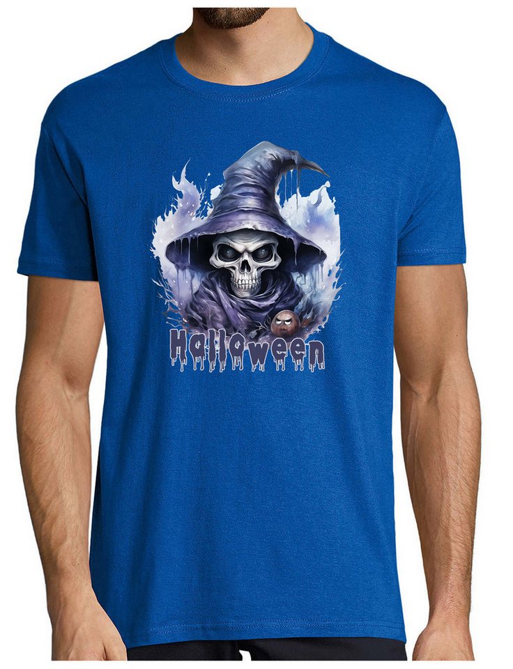 MyDesign24 T-Shirt Herren Halloween Shirt Totenkopf-Design und mystischem Hexen Hut Gruseliges Halloween Skelett Regular Fit i385 MyDesign24 T-Shirt Herren Halloween Shirt Totenkopf-Design und mystischem Hexen Hut Gruseliges Halloween Skelett Regular Fit i385 von MyDesign24