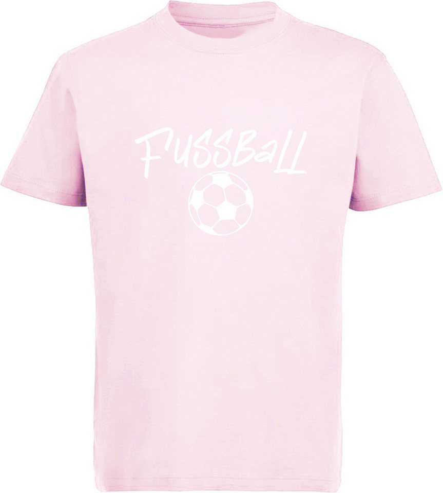 MyDesign24 T-Shirt Kinder Fussball Print Shirt - Ball mit Fussball Schriftzug Bedrucktes Jungen und Mädchen Fussball T-Shirt, i487 von MyDesign24