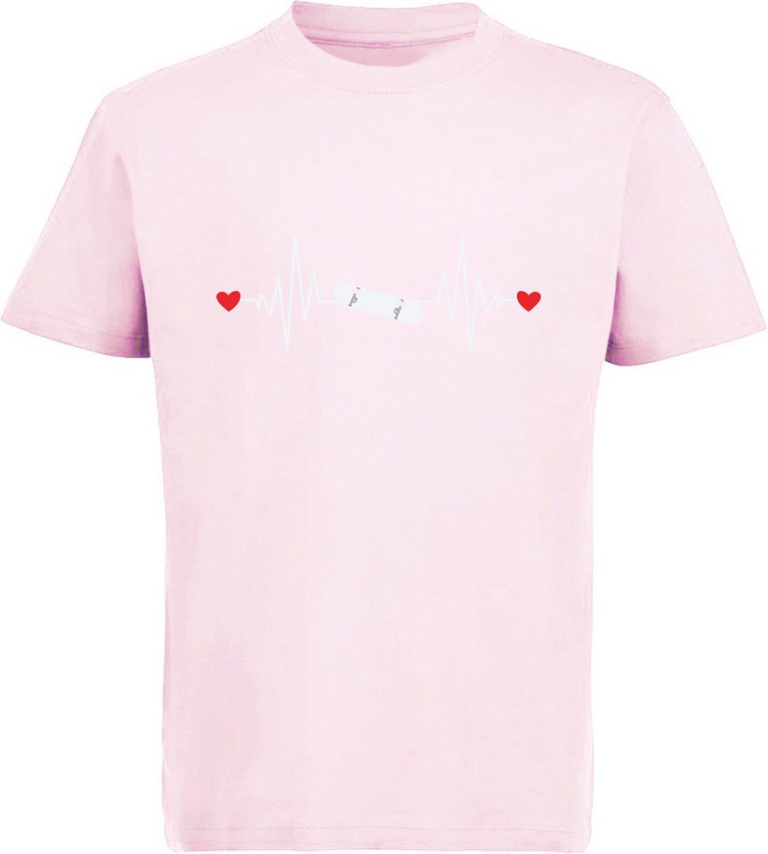 MyDesign24 T-Shirt Kinder Print Shirt Herzschlaglinie mit Skateboard Bedrucktes Jungen und Mädchen Skater T-Shirt i528 MyDesign24 T-Shirt Kinder Print Shirt Herzschlaglinie mit Skateboard Bedrucktes Jungen und Mädchen Skater T-Shirt i528 von MyDesign24