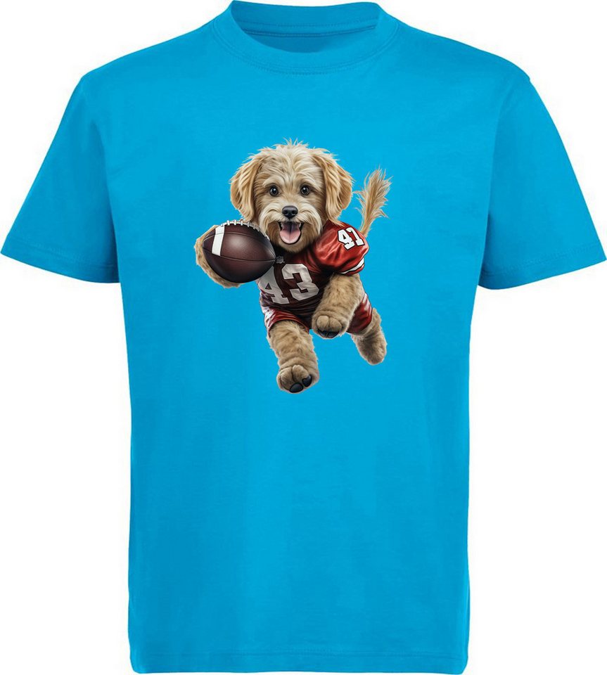 MyDesign24 T-Shirt Kinder Print Shirt Hund im American Football Dress Bedrucktes Jungen und Mädchen American Football T-Shirt i499 MyDesign24 T-Shirt Kinder Print Shirt Hund im American Football Dress Bedrucktes Jungen und Mädchen American Football T-Shirt i499 von Mydesign24