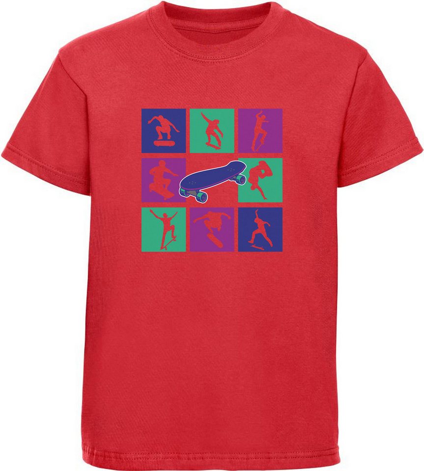 MyDesign24 T-Shirt Kinder Print Shirt Skateboarder Bilder in farbigen cubes Bedrucktes Jungen und Mädchen Skater T-Shirt i524 MyDesign24 T-Shirt Kinder Print Shirt Skateboarder Bilder in farbigen cubes Bedrucktes Jungen und Mädchen Skater T-Shirt i524 von MyDesign24