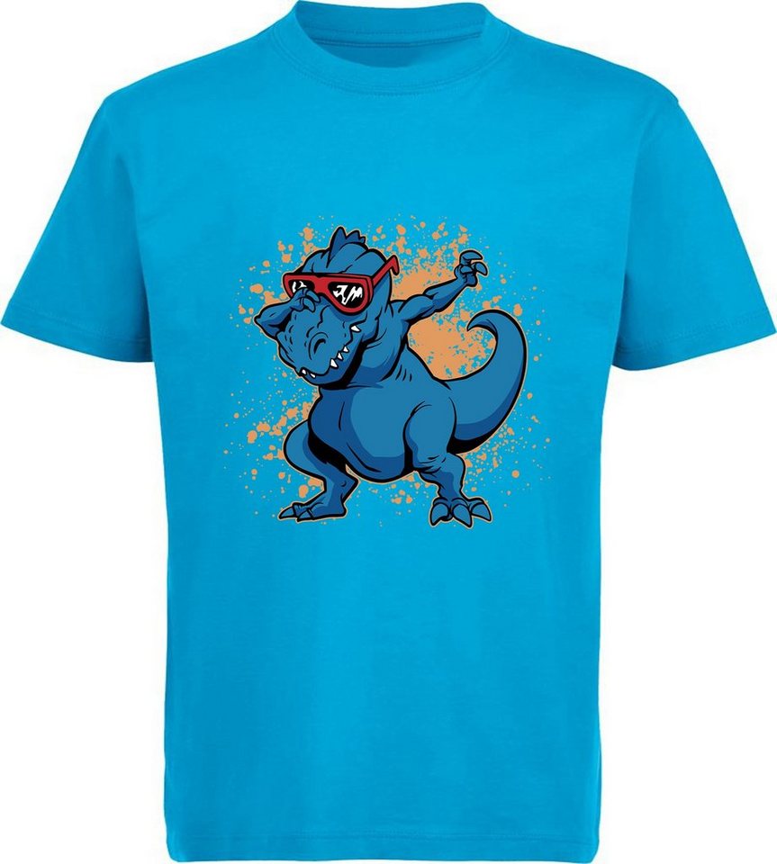 MyDesign24 T-Shirt bedrucktes Kinder T-Shirt T-Rex mit Brille am tanzen 100% Baumwolle mit Dino Aufdruck i49 MyDesign24 T-Shirt bedrucktes Kinder T-Shirt T-Rex mit Brille am tanzen 100% Baumwolle mit Dino Aufdruck i49 von MyDesign24