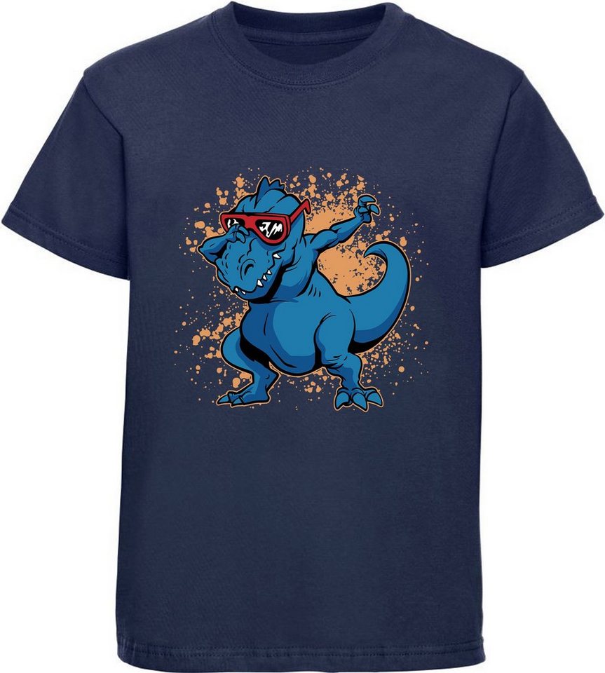 MyDesign24 T-Shirt bedrucktes Kinder T-Shirt T-Rex mit Brille am tanzen 100% Baumwolle mit Dino Aufdruck i49 MyDesign24 T-Shirt bedrucktes Kinder T-Shirt T-Rex mit Brille am tanzen 100% Baumwolle mit Dino Aufdruck i49 von MyDesign24