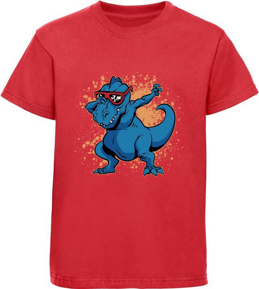 MyDesign24 T-Shirt bedrucktes Kinder T-Shirt T-Rex mit Brille am tanzen 100% Baumwolle mit Dino Aufdruck i49 MyDesign24 T-Shirt bedrucktes Kinder T-Shirt T-Rex mit Brille am tanzen 100% Baumwolle mit Dino Aufdruck i49 von MyDesign24