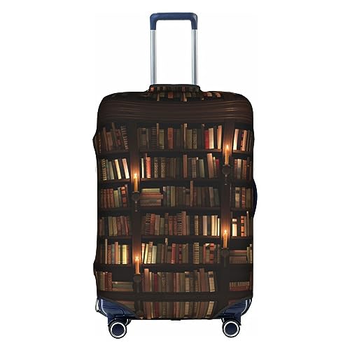 MyPiky Gepäckabdeckung mit Buchzimmer-Bibliotheksdruck, Koffer-Schutz, Reisekoffer-Abdeckung für Kinder und Erwachsene, passend für 45,7 - 81,3 cm, Weiß, Small von MyPiky