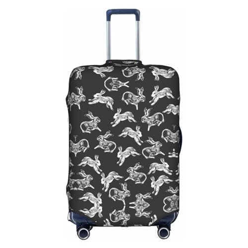 MyPiky Gepäckabdeckung mit Hasen-Motiv, Koffer-Schutz, Reisekoffer-Abdeckung für Kinder und Erwachsene, passend für 45,7 - 81,3 cm, Weiß, Small von MyPiky