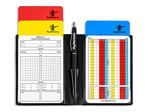 MyReferee Schiedsrichterset Mini Handball inkl. Spielnotizkarten, Kugelschreiber, Disziplinarkarten | Schiedsrichter-Set | Schiri von MyReferee