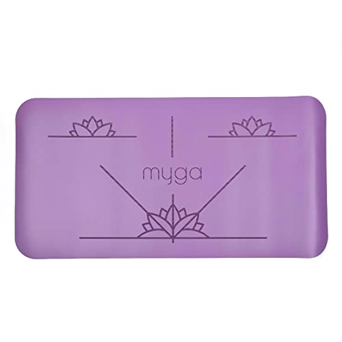 Myga Ausrichtungs Yoga Matte – rutschfeste Pads für zusätzliche Dämpfung mit Knie - Ellbogen und Handstütze – (66cm x 34cm x 5mm) Lila von Myga