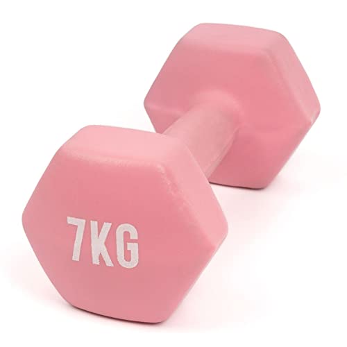 Myga Hex-Hantel – Einzelgewicht, perfekt für Kernkraft- und Fitnessübungen, Aerobic und Training – Neopren-Gusseisen, ideal für Zuhause, Fitnessstudio und Studio (Pink - 7kg) von Myga