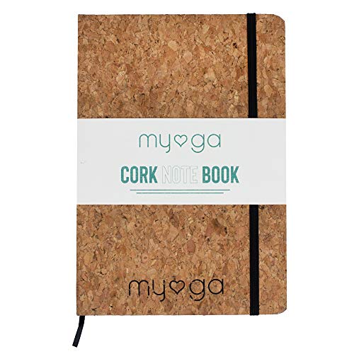 Myga Notizbuch mit Kork-Einband – umweltfreundlicher Reise-Notizblock-Tagebuch – natürlicher Kork-Hardcover mit Seitenteiler und liniertem Papier für Zuhause und Büro (Beige, A5) von Myga