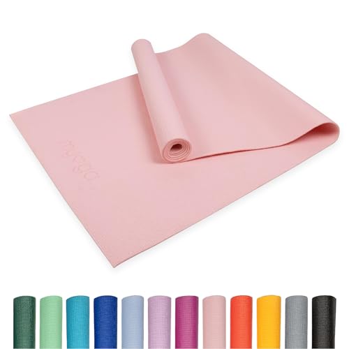 Myga Yogamatte – Rutschfeste Trainingsmatte, Pilates, Meditation & Fitness – leichte Matte mit Tragegurt für unterwegs – Mehrzweckmatte für Herren & Damen (173cm x 61cm x 4mm) Rosa von Myga