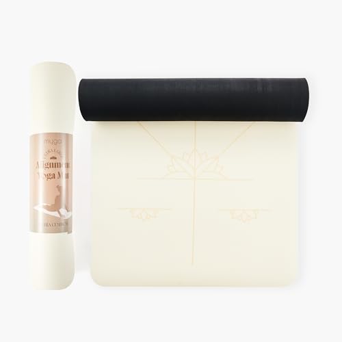 Myga Große Ausrichtungsmatte mit Körperausrichtungslinien, umweltfreundliche, rutschfeste Yogamatte, hochdichte PU-Polsterung (205cm x 70cm x 6mm) Creme Myga Große Ausrichtungsmatte mit Körperausrichtungslinien, umweltfreundliche, rutschfeste Yogamatte, hochdichte PU-Polsterung (205cm x 70cm x 6mm) Creme von Myga