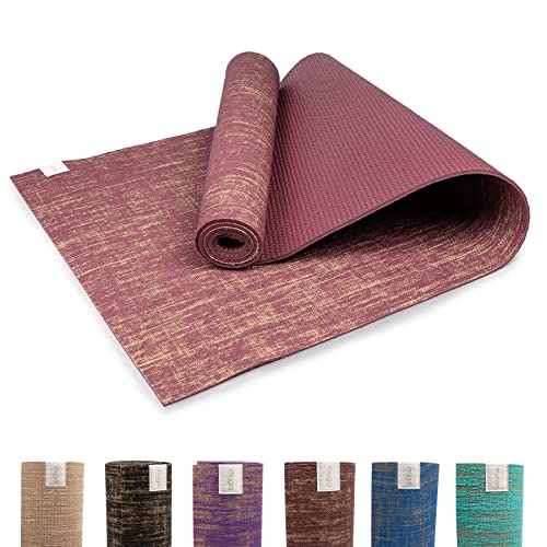 Myga Yogamatte aus Jute, rutschfeste Trainingsmatte für Yoga, Pilates, Meditation und Fitness, Mehrzweckmatte mit Tragegurt für Reisen, ideal für Männer und Frauen, ideal für Zuhause, Fitnessstudio und Studio, Pflaume Myga Yogamatte aus Jute, rutschfeste Trainingsmatte für Yoga, Pilates, Meditation und Fitness, Mehrzweckmatte mit Tragegurt für Reisen, ideal für Männer und Frauen, ideal für Zuhause, Fitnessstudio und Studio, Pflaume von Myga
