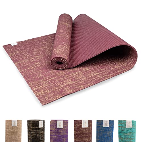 Myga RY1331 – Jute Yogamatte – Hochleistungs-vegane Boden-Übungsmatte – umweltfreundlich, biologisch abbaubar, Yogamatte mit PVC-Rückseite, 5 mm dick, Pflaume von Myga