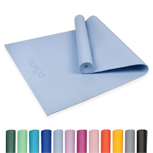 Myga RY1464 Entry Level Multifunktionale Anfänger Yogamatte - Perfekt Für Anfänger Basic Yogakurse Für Home Gym - 173 x 61 cm - 4 mm Dicke, Himmelblau von Myga