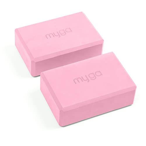 Myga Yoga-Blöcke – Paar Schaumstoffsteine mit hoher Dichte für Yoga, Pilates und Fitness zur Unterstützung und Vertiefung von Posen – rutschfest und leicht (23cm x 15cm x 8cm, Dusty Pink) von Myga