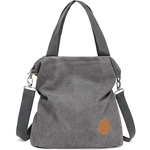 Myhozee Handtasche Damen Canvas Umhängetasche,Taschen Damen Strandtasche Schultertasche Crossover Bag für Mädchen Frauen-GRAU Myhozee Handtasche Damen Canvas Umhängetasche,Taschen Damen Strandtasche Schultertasche Crossover Bag für Mädchen Frauen-GRAU von Myhozee