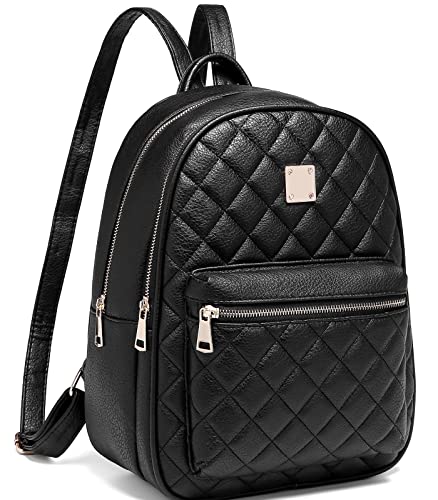 Myhozee Rucksack Damen Leder PU Daypack Klein Elegant Rucksack Tagesrucksack für Mädchen, Schwarz Myhozee Rucksack Damen Leder PU Daypack Klein Elegant Rucksack Tagesrucksack für Mädchen, Schwarz von Myhozee