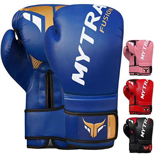 Mytra Fusion Boxhandschuhe 10oz 12oz 14oz 16oz MMA Box Handschuhe für das Training Punching Sparring Muay Thai Boxhandschuhe männer and Damen Kickbox Handschuhe (Blue, 14-oz) von Mytra Fusion