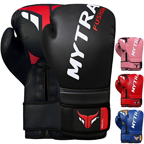 Mytra Fusion Boxhandschuhe 10oz 12oz 14oz 16oz MMA Box Handschuhe für das Training Punching Sparring Muay Thai Boxhandschuhe männer and Damen Kickbox Handschuhe (Black, 16-oz) von Mytra Fusion