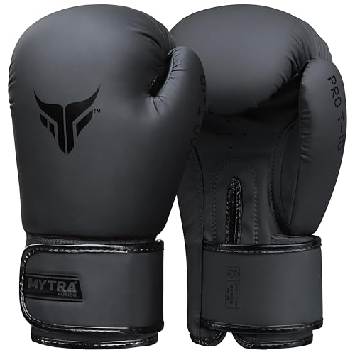 Mytra Fusion Boxhandschuhe Damen Box Handschuhe MMA Training Punching Kickboxhandschuhe (Black, 8-oz) von Mytra Fusion