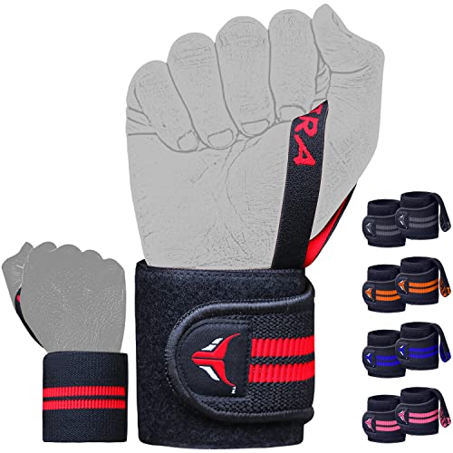 Mytra Fusion Elasticated Wrist Wraps With Thumb Loop SP1 for Training Workout Gym Exercise (Black Red) von Mytra Fusion