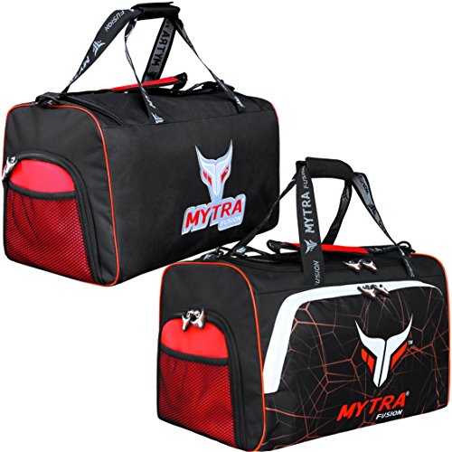 Mytra Fusion Kit Bag Gym Fitness Workout Gear Bag, MMA, Boxing Gear Bag, Holdall Training Gear travel Bag (Red Black) von Mytra Fusion