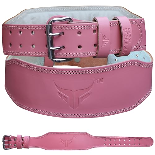 Mytra Fusion gewichthebergürtel damen powerlifting belt Echtes Leder gym gürtel damen für Fitnessstudio, Fitness, Workout, Gewichtheben, Kreuzheben und Powerlifting (Pink, L) von Mytra Fusion