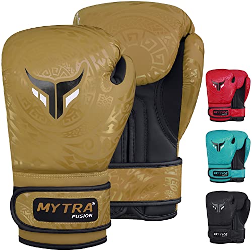 Mytra Fusion kinder boxhandschuhe - kickbox handschuhe kinder für Training, Boxsack, Muay Thai, MMA, Kämpfen kampfsport und boxhandschuhe kinder (Gold, 6-oz) von Mytra Fusion