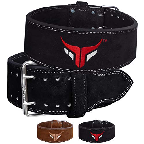 Mytra Fusion power weight lifting belt L4 weight training leather belt power belts for squats workout (Black, Large) von Mytra Fusion