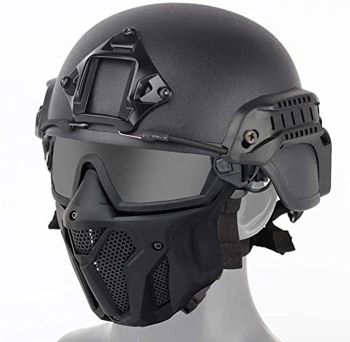 Kombination aus taktischer Vollgesichtsmaske mit Schutzbrille und taktischem Air Gun Paintball ACH Helm für Air Gun Paintball CS Spiel, BK, 30*19cm Kombination aus taktischer Vollgesichtsmaske mit Schutzbrille und taktischem Air Gun Paintball ACH Helm für Air Gun Paintball CS Spiel, BK, 30*19cm von NC