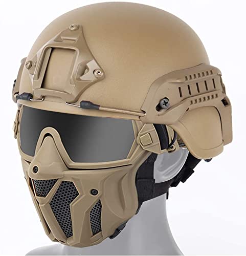 Kombination aus taktischer Vollgesichtsmaske mit Schutzbrille und taktischem Air Gun Paintball ACH Helm für Air Gun Paintball CS Spiel, 30*19cm von NC