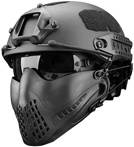 PJ Tactical Fast Helm Doppelgürtel Halbmaschenmaske und UV-Schutzbrille Kombinationsset für Militärtraining Jagd Schießen CS Realistisches Kriegsspiel, 25X15cm von NC