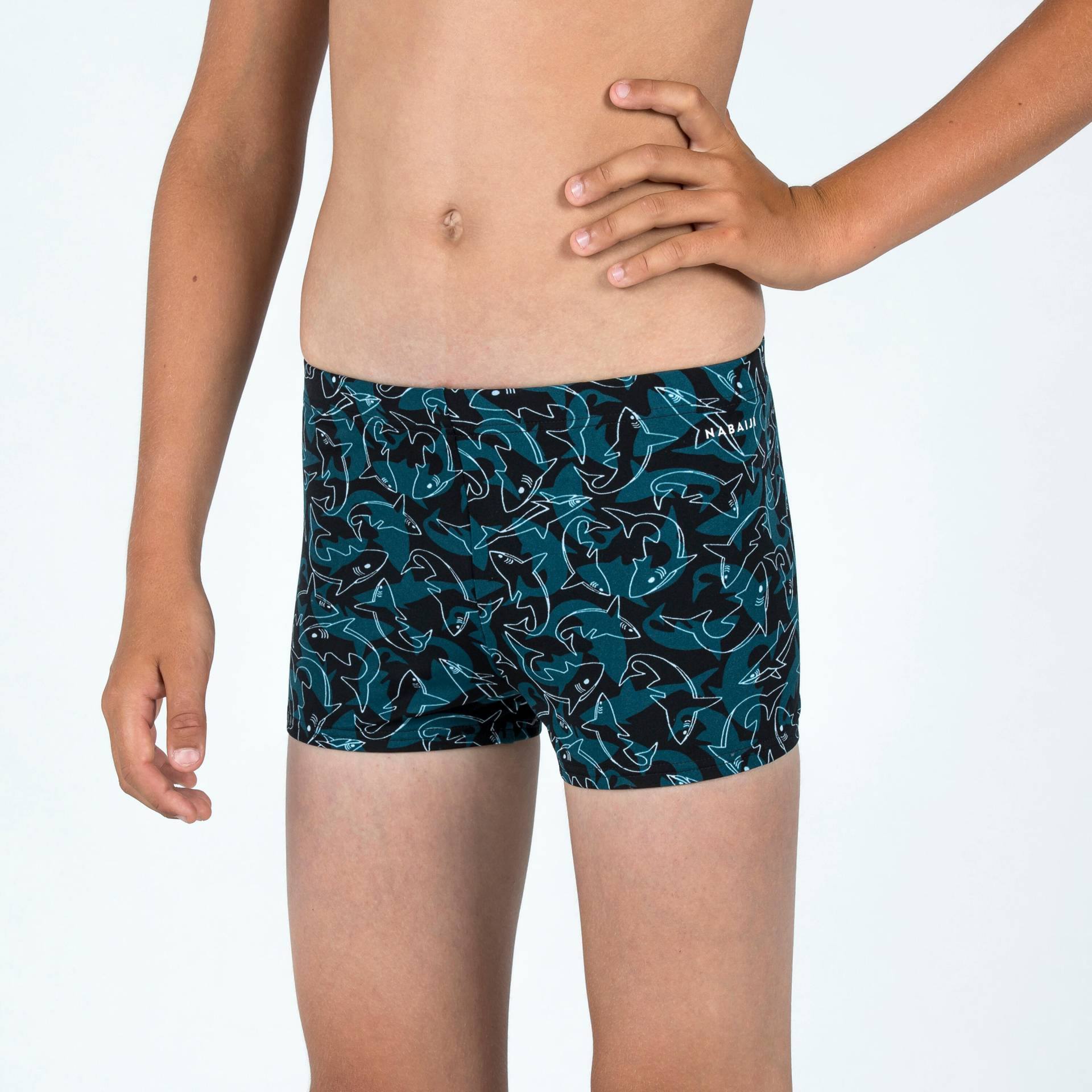 Badehose Boxer Jungen - 500 Fitib Shark schwarz/blau Badehose Boxer Jungen - 500 Fitib Shark schwarz/blau von NABAIJI
