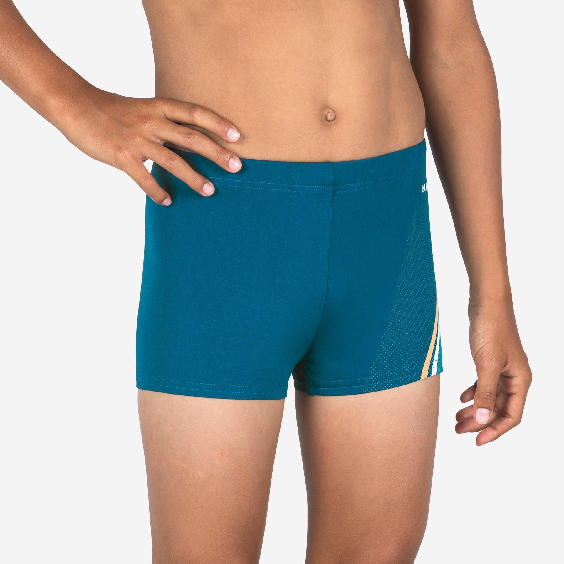 Badehose Boxer Jungen - Fitib Line blau/beige von NABAIJI