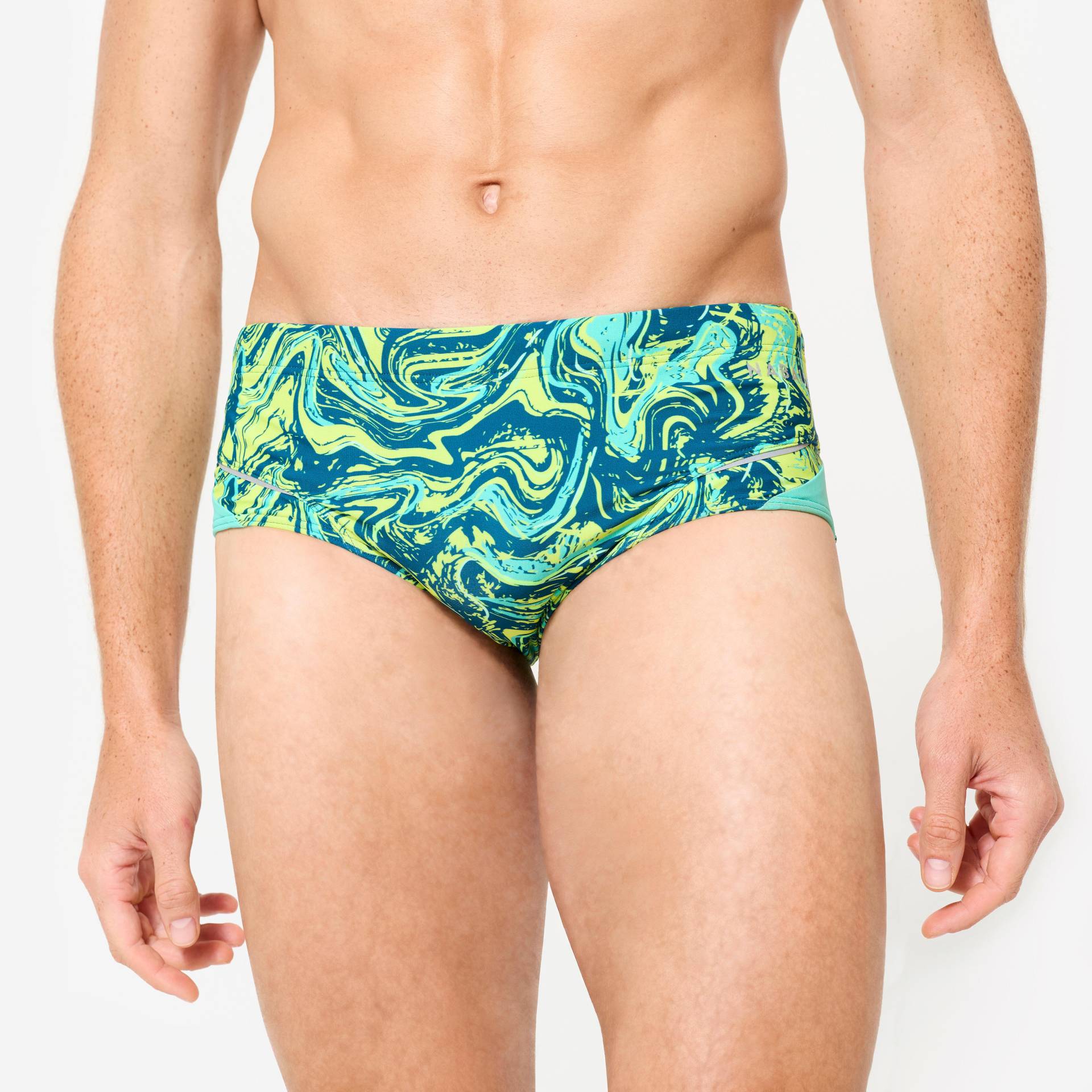 Badehose Slip Herren Kastenform - 900 Print gelb/grün Badehose Slip Herren Kastenform - 900 Print gelb/grün von NABAIJI