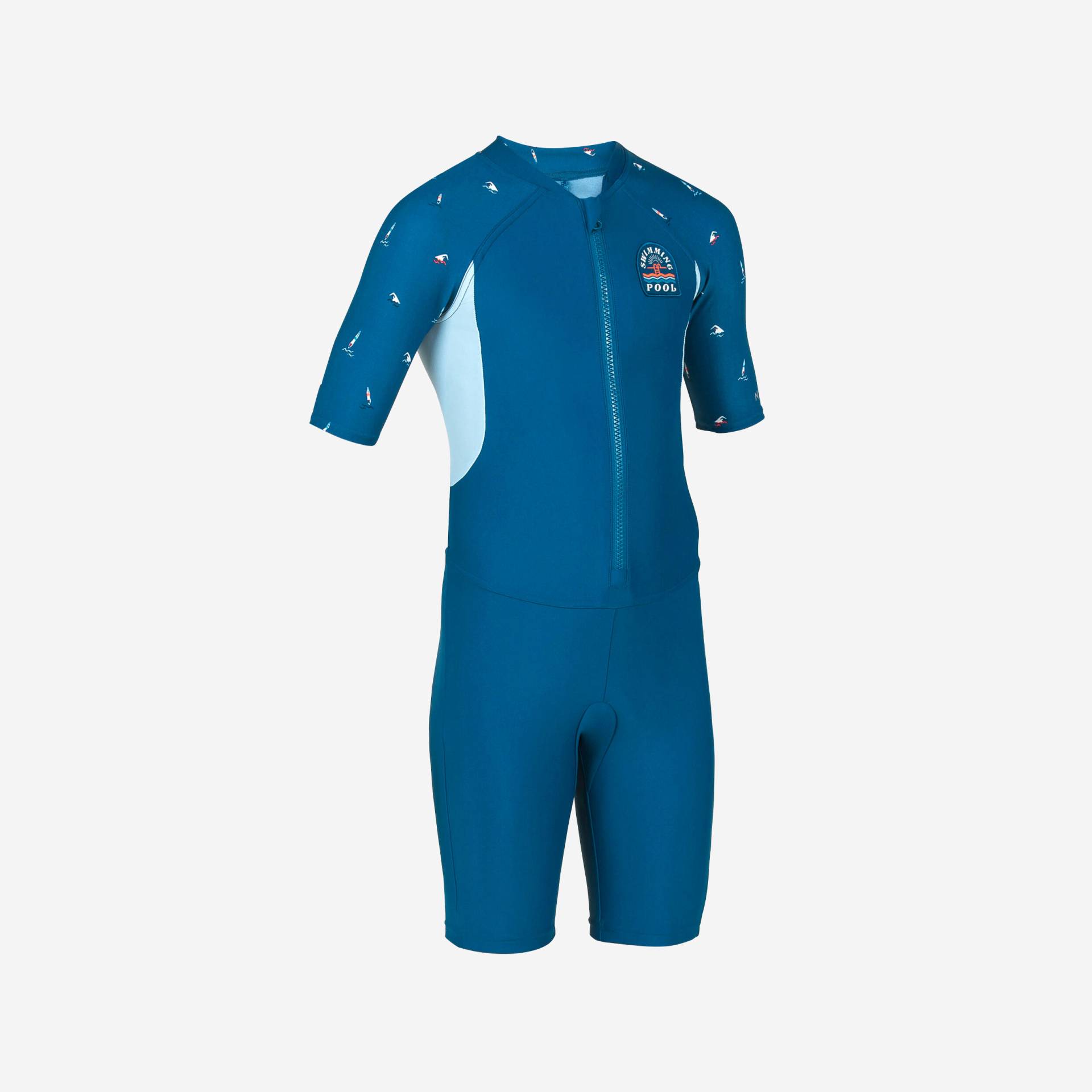 Schwimmanzug Jungen kurzarm - Shorty 100 marineblau/blau Schwimmanzug Jungen kurzarm - Shorty 100 marineblau/blau von NABAIJI